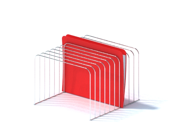 Wire rack file folder holder 3d rendering