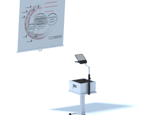 Office projector and screen 3d rendering