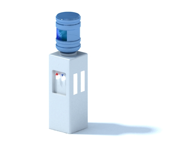 Freestanding water cooler with bottle 3d rendering
