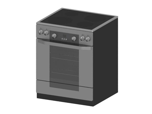 Electric baking oven with stove 3d rendering