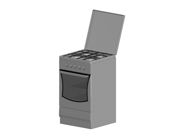 Electric oven with gas stove 3d rendering