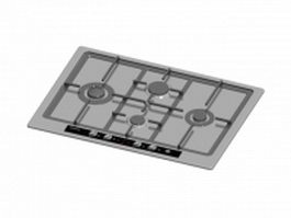 Stainless steel cooktop 3d model preview