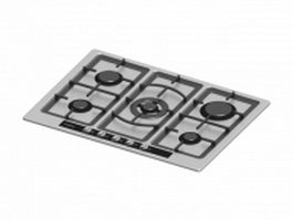 5 burner electric cooktop 3d model preview