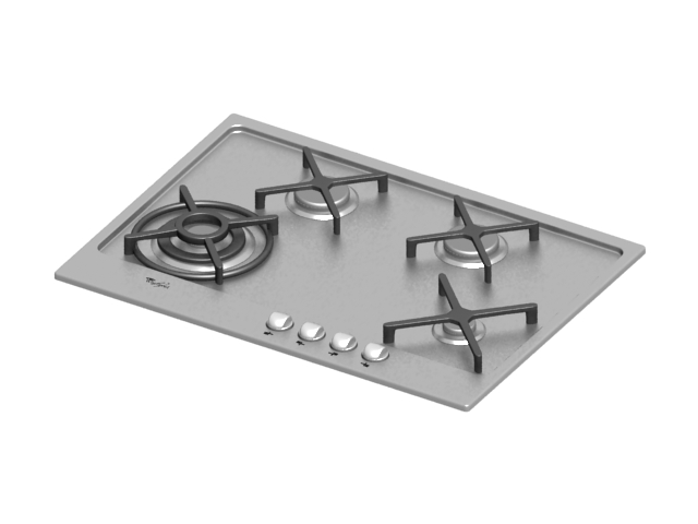 Mutilple gas and electric cooktop 3d rendering