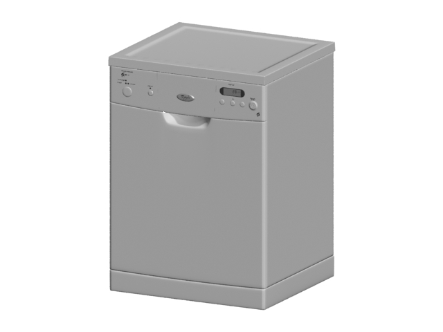 Automatic build-in dishwasher machine 3d rendering
