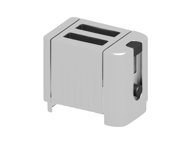Two slice bread toaster 3d rendering