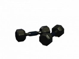Fixed rubber dumbbells 3d model preview