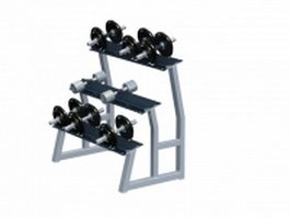 3 Tier Hex dumbbell rack 3d model preview