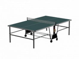 Folding table tennis table and rackets 3d preview