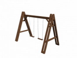 Outdoor wooden frame swing 3d model preview