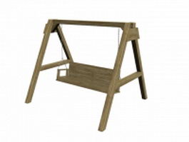 Wooden frame swing seat 3d model preview