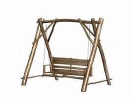 Garden wooden swing seat 3d model preview