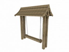 Garden wooden canopy swing 3d preview