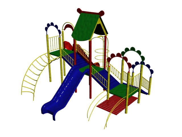 Outdoor playset with slide and ladder 3d rendering