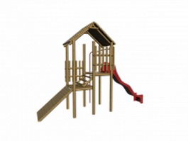 Kids wooden playset 3d model preview