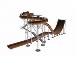 Amusement park water slide 3d model preview