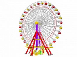Amusement ferris wheel 3d model preview