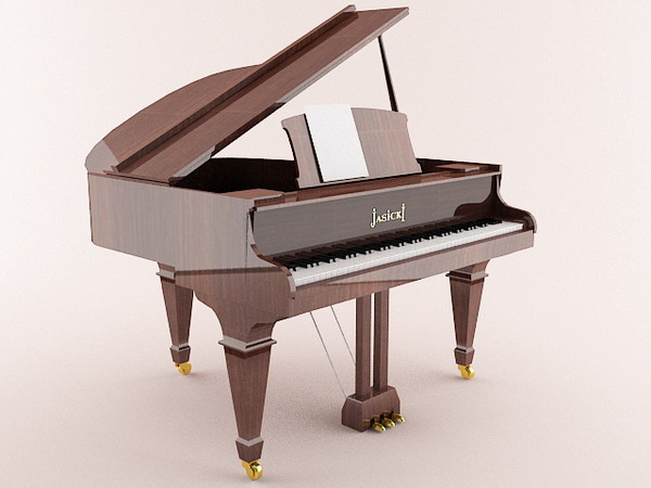 Traditional grand piano 3d rendering