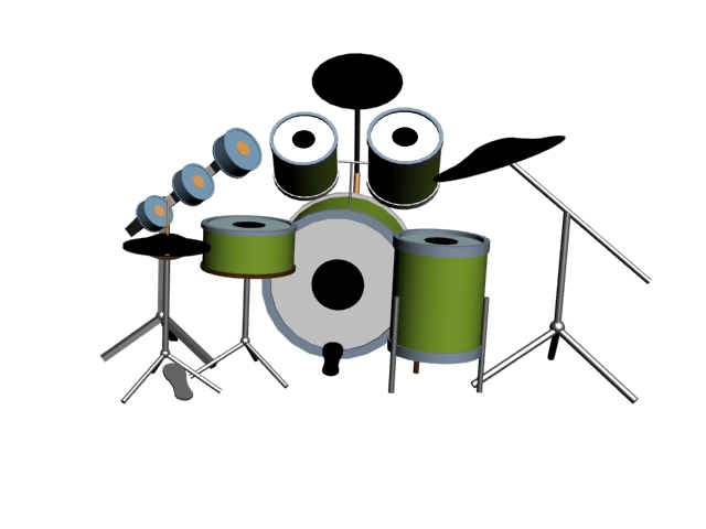 Jazz drum set 3d rendering
