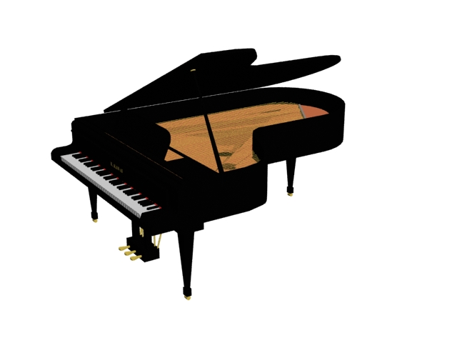 Black grand piano 3d rendering