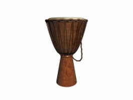 West Africa wood djembe 3d model preview