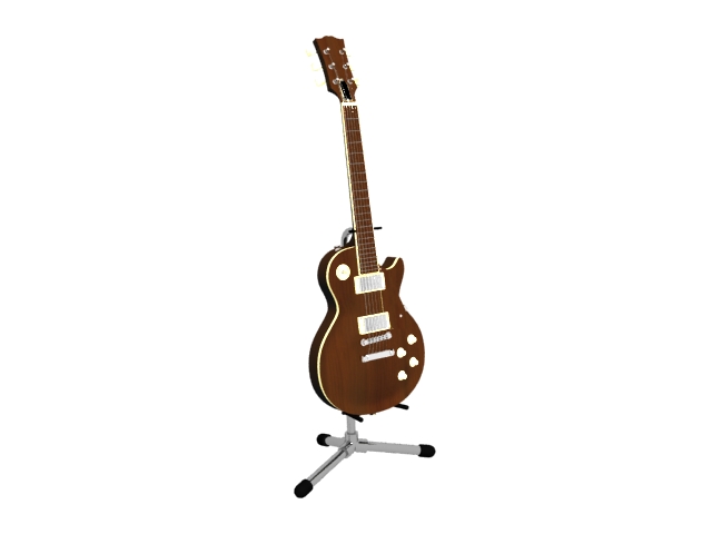 Electric jazz guitar 3d rendering