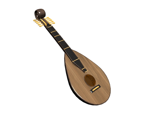 Chinese lute 3d rendering