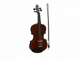 Violin and bow 3d model preview