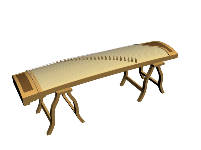 Chinese plucked zither 3d rendering