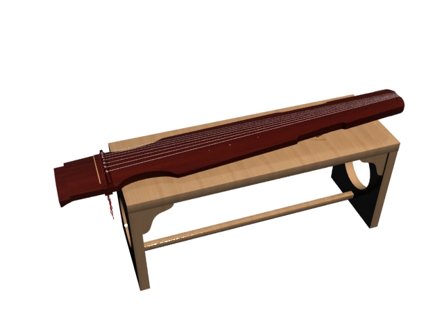 Chinese 7-stringed guzheng 3d rendering