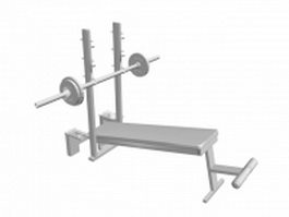 Sit-up and weight bench with barbell 3d model preview