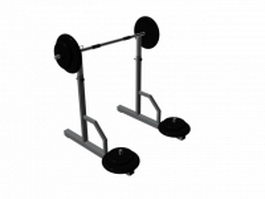 Barbell and plates on rack 3d model preview