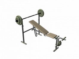 Adjustable weight training barbell bench 3d model preview