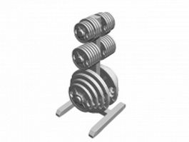 Upright plate rack with weight plates 3d model preview