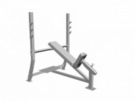 Fixed inclined weight training bench 3d model preview