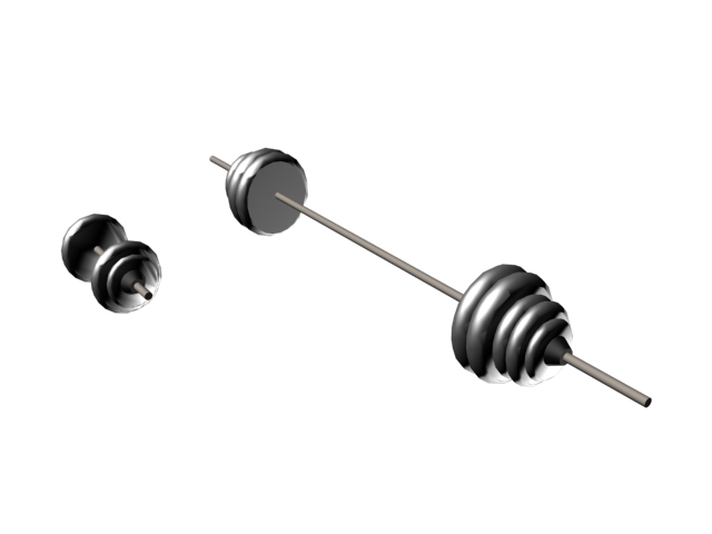 Barbell and dumbbell 3d rendering