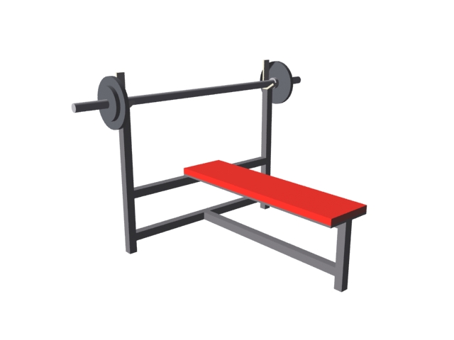 Gym bench press 3d rendering