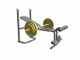 Adjustable gym bench with rack and hold bar 3d preview