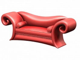 Loveseat red sofa 3d model preview