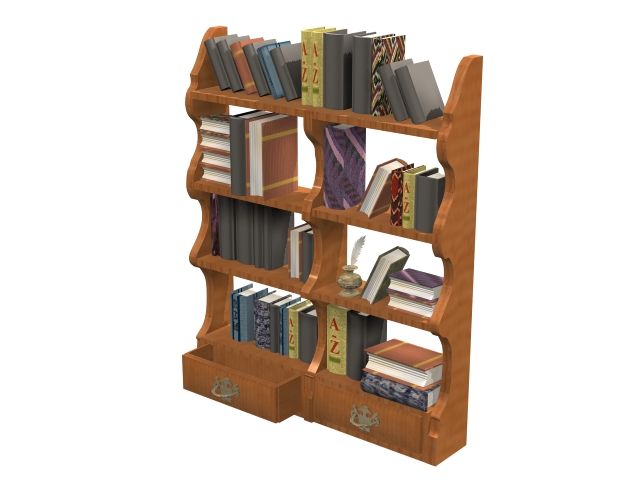 Chippendale hanging bookshelf 3d rendering
