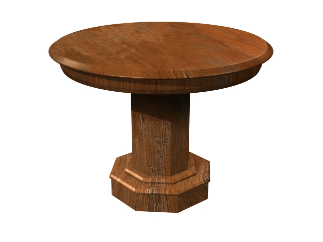 Circular wood solid table 3d rendering