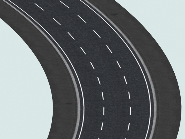 Three-lane left 30 curved road 3d rendering