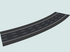 Three-lane left 30 curved road 3d preview