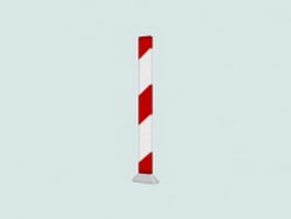 Traffic caution pole 3d model preview