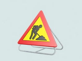 Road construction sign 3d preview