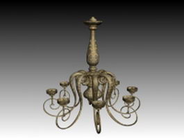 Antique brass chandelier 3d model preview