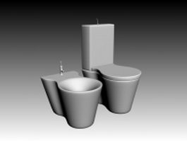 Toilet and Bidet 3d preview
