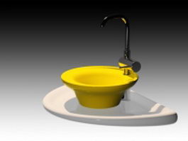 Yellow vessel washbowl 3d model preview