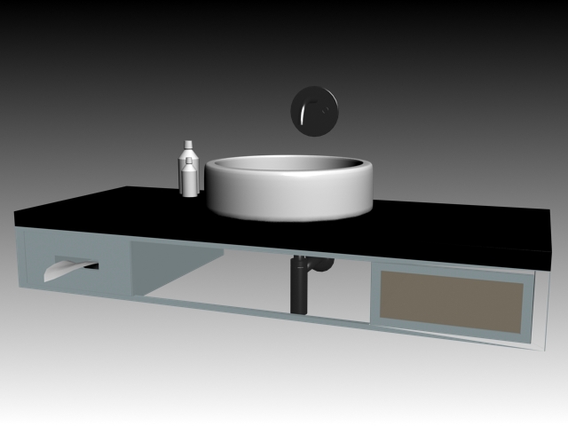 Countertop vessel washbowl 3d rendering