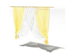 White and yellow fabric curtain 3d model preview